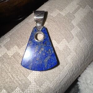 Jay King Sterling Silver Lapis Blue Pendant and Free Form Necklace.